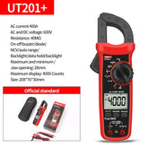 UNI-T UT201+ Digital Clamp Meter, 400A AC, True RMS, CAT III 300V, NCV, 600V AC/DC, Auto Range, Backlit LCD